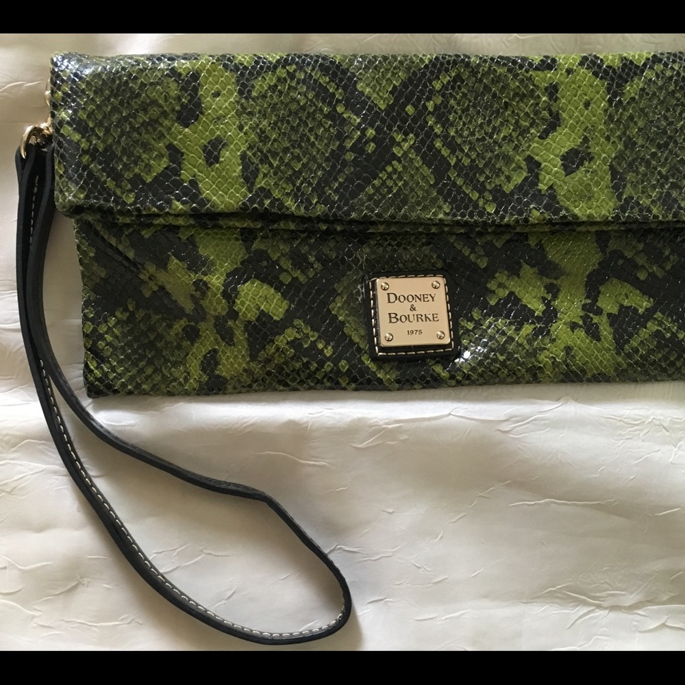 Green Snakeskin Dooney and Bourke Clutch